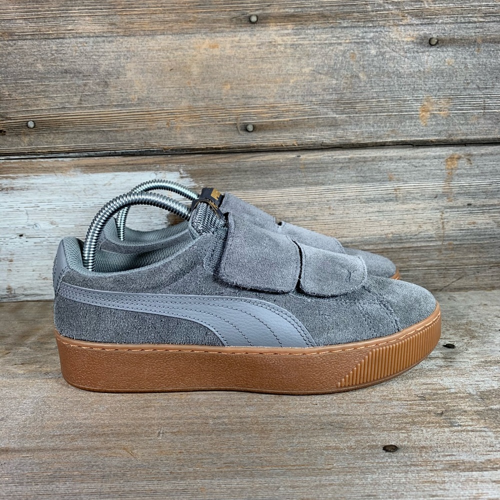 Puma Vikky Platform Grey Velcro Sneakers